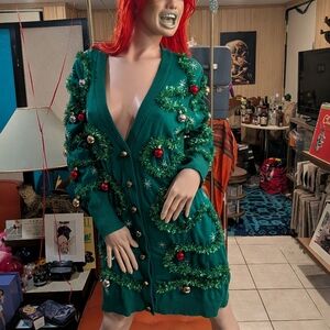 Tipsy Elves Green and Pink Label Sweater